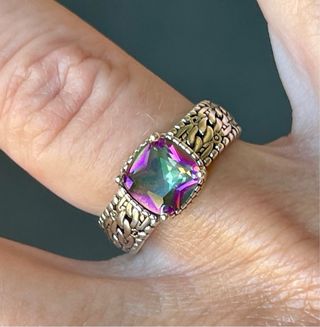 Anillo Plata 925 Piedra Multicolor