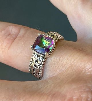 Anillo Plata 925 Piedra Multicolor