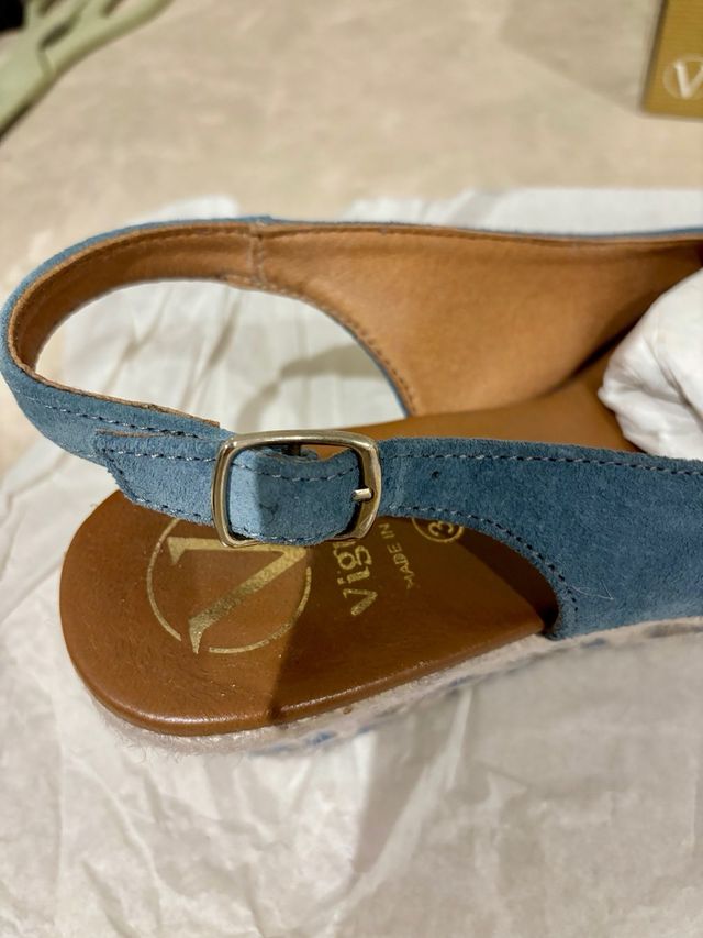 Cuñas esparto Viguera celestes talla 39