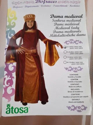 Disfraz Dama Medieval Atosa Talla 3-4 años
