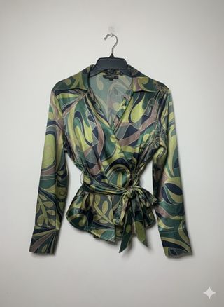 Camisa cruzada estampada mujer