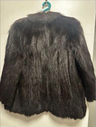 Abrigo Piel Zorro Mujer Negro/Marrón