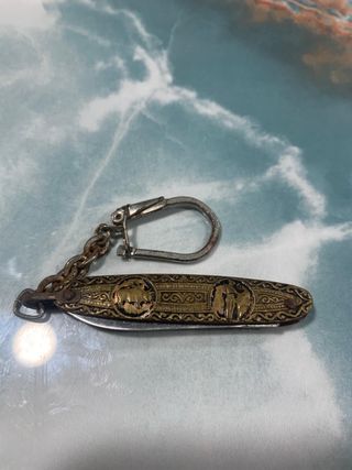 Llavero vintage con navaja y cadena