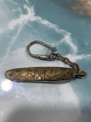 Llavero vintage con navaja y cadena