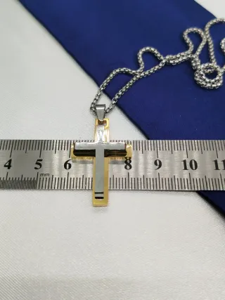 Collar Cruz Doble Acero Inoxidable