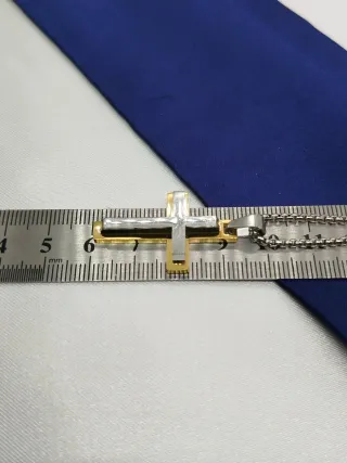 Collar Cruz Doble Acero Inoxidable