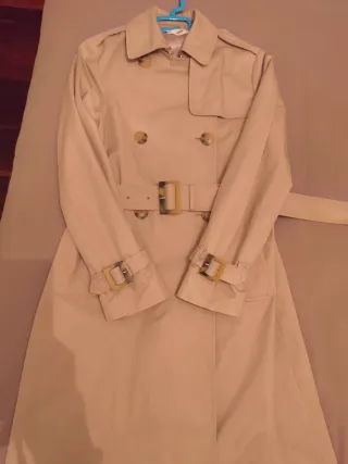 Gabardina "trench coat" Beige Mango Talla S