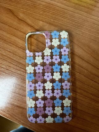 Custodia per iPhone 13 con fiori viola/blu