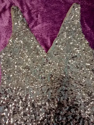 Vestido lentejuelas plateado Talla S/M