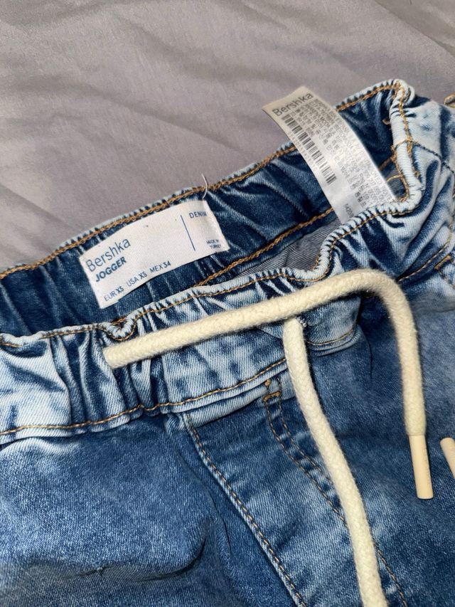 Pantalón Jogger Bershka Desgastado Azul