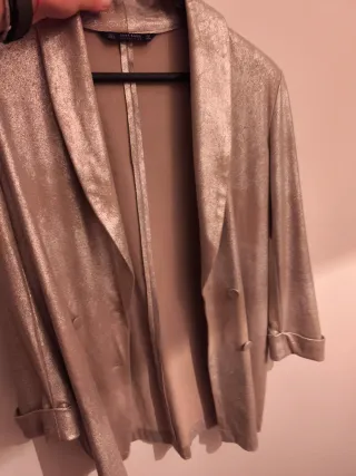 Blazer oversize Zara Brillo Plateado 