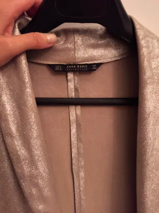Blazer oversize Zara Brillo Plateado 