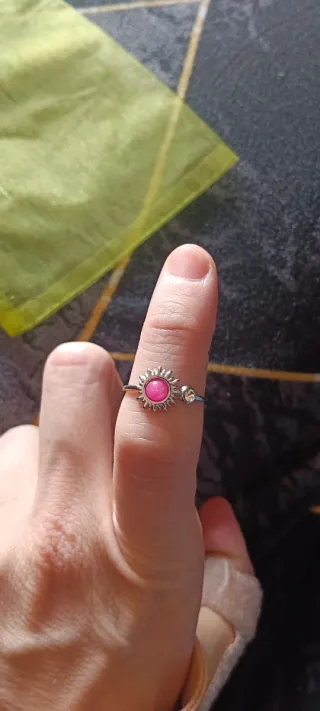 Anillo Sol Ajustable Rosa y plateado 