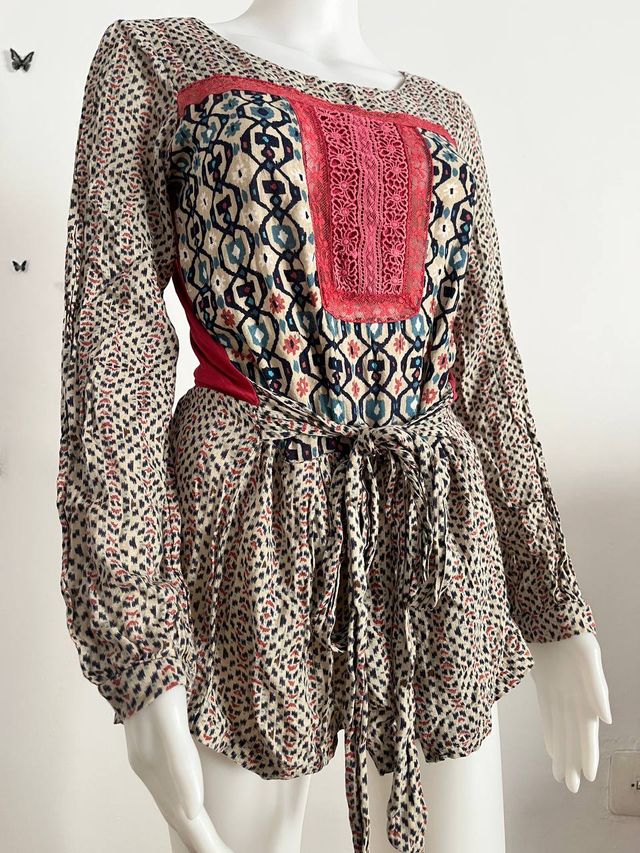 Blusa hippie estampada talla M