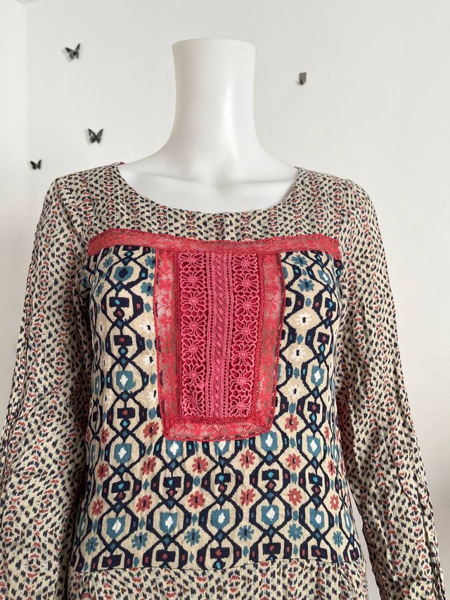 Blusa hippie estampada talla M