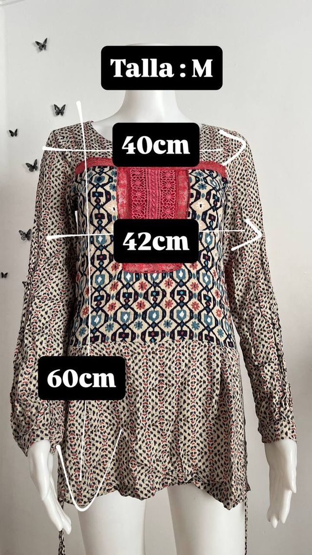 Blusa hippie estampada talla M