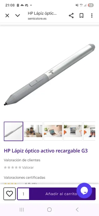 HP Lápiz Óptico Activo Recargable G3