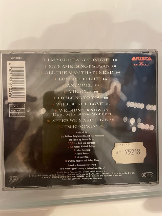 CD Whitney Houston I'm Your Baby Tonight