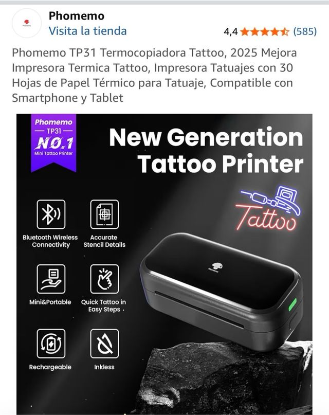 Impresora de Tatuajes Phomemo Negra
