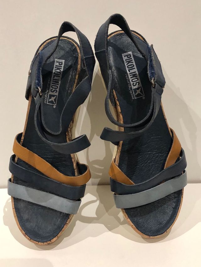 Sandalias Pikolinos Talla 36 Azul y Marrón
