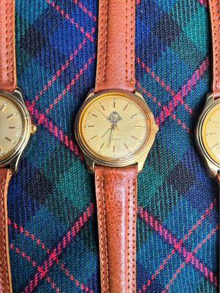Lote 5 Relojes Pulsera Cuero Marrón y Dorado