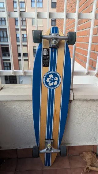 Longboard con diseño de flores y rayas