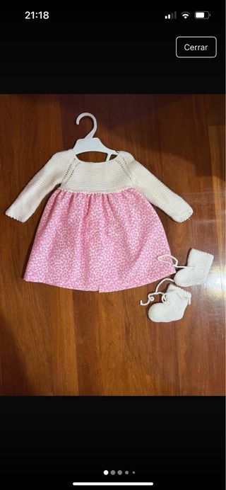 Vestido tejido a mano 1-3 meses