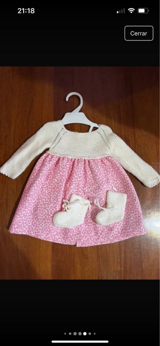 Vestido tejido a mano 1-3 meses