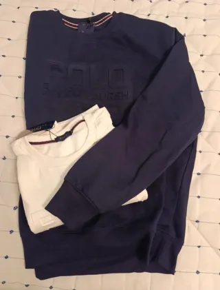 Lote 2 Prendas Polo Ralph Lauren Azul y Blanca