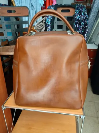 Bolso Maletín Piel Vintage Dunlop Marrón
