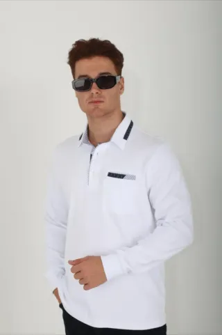 Polo blanco manga larga