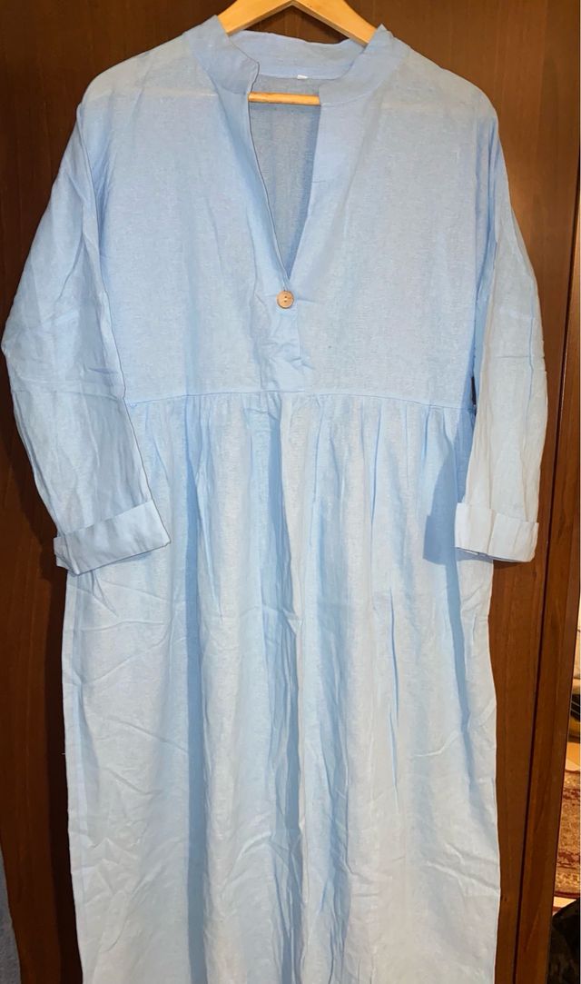 Vestido azul manga larga