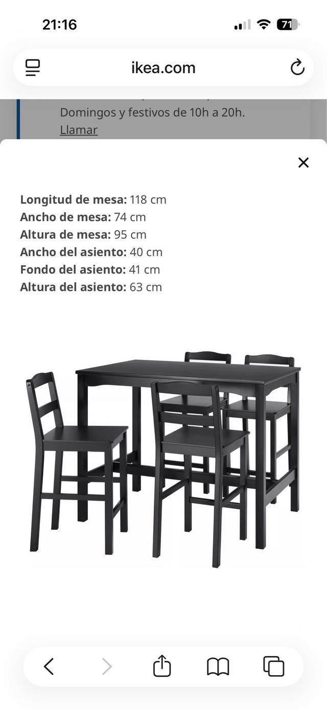 4 Sillas Altas Madera Negras Ikea