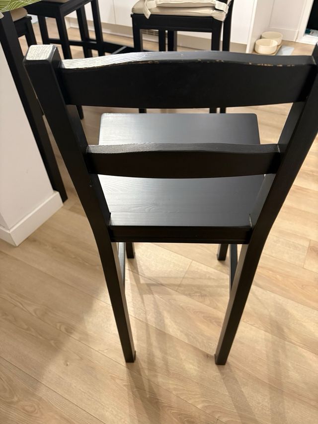 4 Sillas Altas Madera Negras Ikea