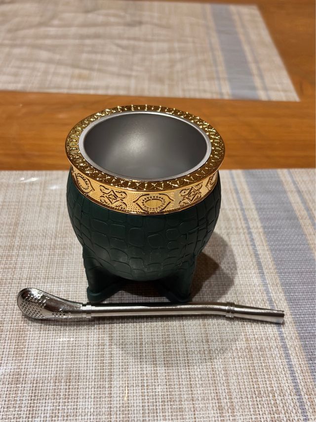 Mate Argentino Verde y Dorado