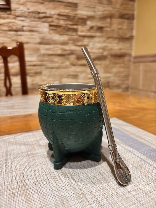 Mate Argentino Verde y Dorado