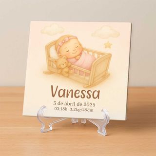Azulejo personalizado nacimiento bebé niña