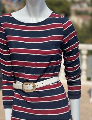 Vestido marinero rayas azul y rojo