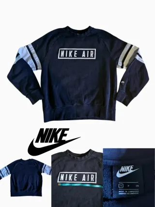 Felpa Nike Air nera e bianca senza cappuccio - S