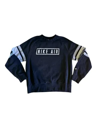 Felpa Nike Air nera e bianca senza cappuccio - S