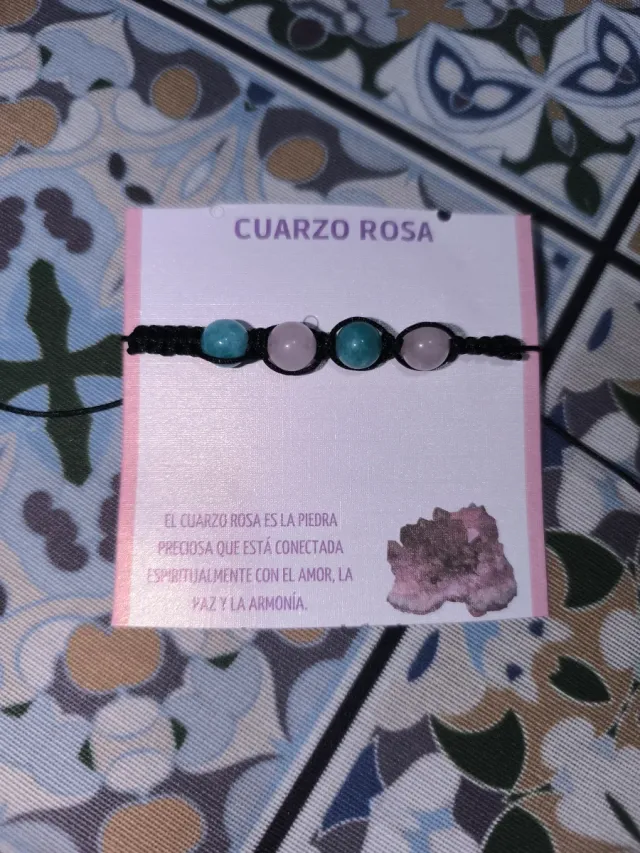 Pulsera Cuarzo Rosa y Aguamarina Natural