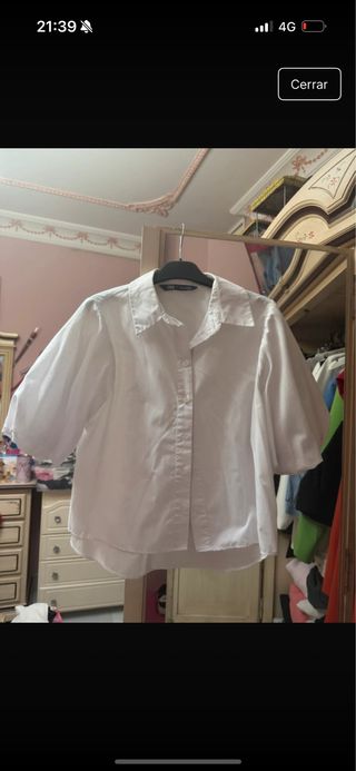 Camisa ZARA blanca manga abullonada