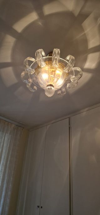 Due Plafoniera Vetro Murano Oro Trasparente