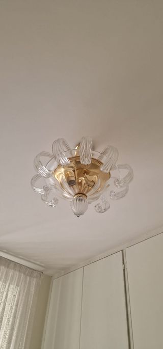 Due Plafoniera Vetro Murano Oro Trasparente