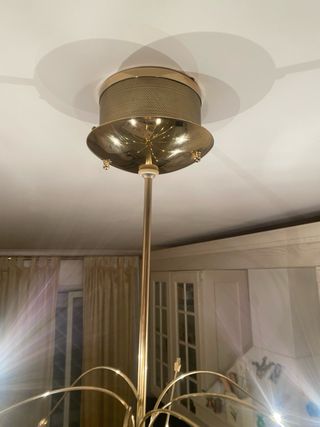 Lampadario vintage acciaio dorato fiori vetro