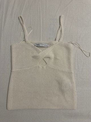 Top Zara Crochet Blanco Talla XS