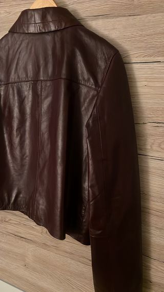 Chaqueta de cuero mujer marrón