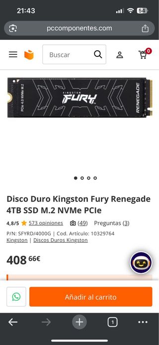 SSD M.2 NVMe Kingston Fury Renegade 4TB
