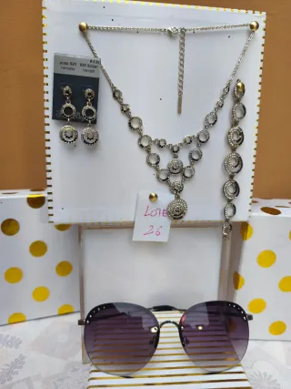 Conjunto Joyas: Gafas, Collar, Pulsera, Pendientes