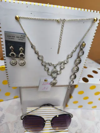 Conjunto Joyas: Gafas, Collar, Pulsera, Pendientes